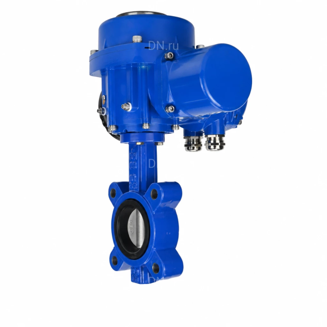 Затвор дисковый поворотный WBV1631N-2W-Fb-H Ду125 Ру16 LUG межфланцевый, корпус - чугун QT450, диск - нержавеющая сталь AISI 304, уплотнение - NBR, с электроприводом QT-N-015M-O2-220VAC-У1 с моментной муфтой и штурвалом в Уфе