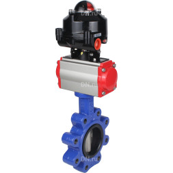 Затвор дисковый поворотный WBV1631E-2W-Fb-H Ду50 Ру16 LUG корпус - чугун QT450, диск - нержавеющая сталь 304, уплотнение - EPDM, с пневмоприводом PA-DA-065, пневмораспределителем 4M310-08 AC220V и БКВ APL-510N EX