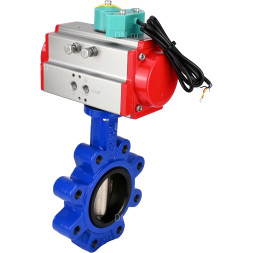 Затвор дисковый поворотный WBV1616E-2W-Fb-H Ду50 Ру16 LUG корпус - чугун QT450, диск - чугун QT450, уплотнение - EPDM, с пневмоприводом PA-DA-065 и магнитным переключателем ALS200D