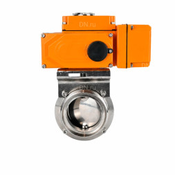 Затвор дисковый поворотный WBV3131E-2W-T-H Ду25 Ру10 резьбовой, корпус - пищевая нержавеющая сталь 304, уплотнение - EPDM, с электроприводом QT-N-005EM-B1-220VAC-У1 c датчиком обратной связи и входным управляющим сигналом 0-10В HARK