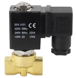Клапан электромагнитный VS700-PT-NC-220VAC 1″ Ду25 Ру10 соленоидный двухходовой, корпус - латунь, уплотнение - PTFE, присоединение - внутренняя резьба, прямого действия, нормально закрытый, с нулевым перепадом давления, катушка — 220В