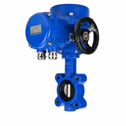 Затвор дисковый поворотный WBV1616E-2W-Fb-H Ду65 Ру16 LUG межфланцевый, корпус - чугун QT450, диск - чугун QT450, уплотнение - EPDM, с электроприводом QT-N-005M-O2-380VAC-У1 с моментной муфтой и штурвалом