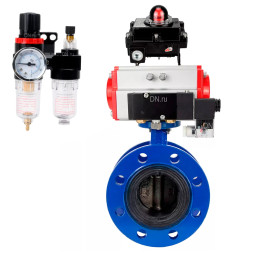 Затвор дисковый поворотный WBV1331E-2W-F-H Ду125 Ру16 фланцевый, корпус - чугун GGG40, диск - нержавеющая сталь 304, EPDM, с пневмоприводом PA-SA-160, пневмораспределителем 4M310-08 DC24V, БКВ APL-410N EX и БПВ AFC2000