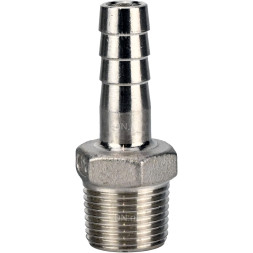 Штуцер елочка BF32-T-3/4-10 3/4″х10мм Ду20 Ру16 шланговый, корпус - нержавеющая сталь AISI 316 (CF8M), присоединение - наружная резьба/штуцер