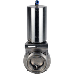 Затвор дисковый поворотный WBV3131E-2W-T-H Ду40 Ру10 резьбовой, пищевая нержавеющая сталь 304, уплотнение – EPDM, с пневмоприводом PA-SA-85 с возвратными пружинами