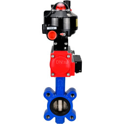 Затвор дисковый поворотный WBV1616E-2W-Fb-H Ду65 Ру16 LUG корпус - чугун QT450, диск - чугун QT450, уплотнение - EPDM, с пневмоприводом PA-SA-105, пневмораспределителем 4M310-08 DC24V, БКВ APL-510N EX и БПВ AFC2000