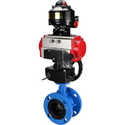 Затвор дисковый поворотный WBV1313E-2W-F-H Ду125 Ру16 фланцевый, корпус - чугун GGG40, диск - чугун GGG40, EPDM, с пневмоприводом PA-DA-130, пневмораспределителем 4M310-08 AC220V, БКВ APL-510N EX и ручным дублером MON1-250-T26-ISO