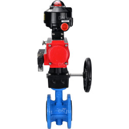 Затвор дисковый поворотный WBV1313E-2W-F-H Ду125 Ру16 фланцевый, корпус - чугун GGG40, диск - чугун GGG40, EPDM, с пневмоприводом PA-DA-130, пневмораспределителем 4M310-08 AC220V, БКВ APL-510N EX и ручным дублером MON1-250-T26-ISO