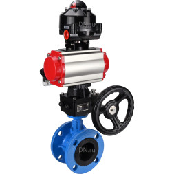Затвор дисковый поворотный WBV1313E-2W-F-H Ду125 Ру16 фланцевый, корпус - чугун GGG40, диск - чугун GGG40, EPDM, с пневмоприводом PA-DA-130, пневмораспределителем 4M310-08 AC220V, БКВ APL-510N EX и ручным дублером MON1-250-T26-ISO