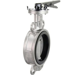 Затвор дисковый поворотный WBV3131N-2W-Fb-H Ду250 Ру16 межфланцевый, корпус - нержавеющая сталь 304, диск - нержавеющая сталь 304, уплотнение - NBR, с рукояткой, с ISO-фланцем F10, квадрат 22х22
