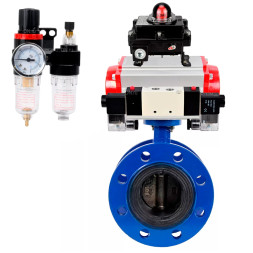 Затвор дисковый поворотный WBV1331E-2W-F-H Ду50 Ру16 фланцевый, корпус - чугун GGG40, диск - нержавеющая сталь 304, EPDM, с пневмоприводом PA-DA-105, пневмораспределителем 4V320-08 AC220V, БКВ APL-410N EX и БПВ AFC2000