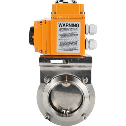 Затвор дисковый поворотный WBV3131E-2W-W-H Ду32 Ру10 под приварку, корпус - пищевая нержавеющая сталь 304, уплотнение - EPDM, с электроприводом QT-N-003EM-O1-220VAC-У1 220В HARK