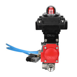 Кран шаровой BV3232P(4pc)-SP-3WL-T-ISO-H Ду10 Ру63, стандартнопроходной, четырехсоставной, корпус - нержавеющая сталь 316, уплотнение - PTFE, внутренняя резьба, с пневмоприводом PA-SA-052, пневмораспределителем 4V320-10 AC220V, БКВ APL-410N Ex