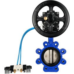 Затвор дисковый поворотный WBV1616E-2W-Fb-H Ду125 Ру16 LUG корпус - чугун QT450, диск - чугун QT450, уплотнение - EPDM, с пневмоприводом PA-DA-105-1 и пневмораспределителем 4V320-10 AC220V