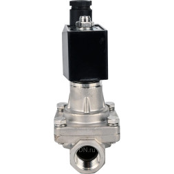 Клапан электромагнитный VS731-PT-NC-220VAC 3/4″ Ду20 Ру10 соленоидный двухходовой, корпус - нержавеющая сталь 304, уплотнение - PTFE, внутренняя резьба, прямого действия, нормально закрытый, с нулевым перепадом давления, катушка - 220В