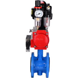 Затвор дисковый поворотный WBV1313E-2W-F-H Ду80 Ру16 фланцевый, корпус - чугун GGG40, диск - чугун GGG40, EPDM, с пневмоприводом PA-DA-105, пневмораспределителем 4M310-08 DC24V, БКВ APL-510N EX и БПВ AFC2000