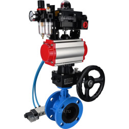 Затвор дисковый поворотный WBV1313E-2W-F-H Ду65 Ру16 фланцевый, корпус - чугун GGG40, диск - чугун GGG40, EPDM, с пневмоприводом PA-DA-105, пневмораспределителем 4V320-10 AC220V, БКВ APL-410N EX, ручным дублером MON1-250-T26-ISO и БПВ AFC2000