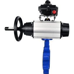 Затвор дисковый поворотный WBV1616E-2W-Fb-H Ду150 Ру16 LUG корпус - чугун QT450, диск - чугун QT450, уплотнение - EPDM, с пневмоприводом PA-DA-105-1, пневмораспределителем 4M310-08 AC220V и БКВ APL-410N EX