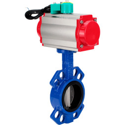 Затвор дисковый поворотный WBV1432E-2W-Fb-H Ду50 Ру16 корпус - чугун GGG50, диск - нержавеющая сталь 316L, уплотнение - EPDM, с пневмоприводом PA-DA-065, пневмораспределителем 4M310-08 AC220V и магнитным переключателем ALS200D