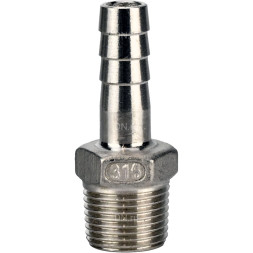 Штуцер елочка BF32-T-3/4-25 3/4″х25мм Ду20 Ру16 шланговый, корпус - нержавеющая сталь AISI 316 (CF8M), присоединение - наружная резьба/штуцер