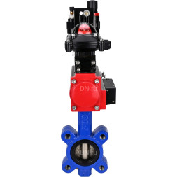 Затвор дисковый поворотный WBV1616N-2W-Fb-H Ду100 Ру16 LUG корпус - чугун QT450, диск - чугун QT450, уплотнение - NBR, с пневмоприводом PA-SA-130, пневмораспределителем 4M310-08 DC24V, БКВ APL-210N и БПВ AFC2000