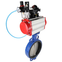Затвор дисковый поворотный WBV1132N-2W-Fb-H Ду250 Ру16, корпус - чугун GG25, диск - нержавеющая сталь 316L, уплотнение - NBR, с пневмоприводом PA-SA-210, пневмораспределителем 4M310-08 AC220V, БКВ APL-210N, БПВ AFC2000