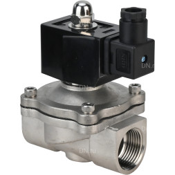 Клапан электромагнитный VS331-NT-NC-24VDC 1/2″ Ду15 Ру10, соленоидный двухходовой, корпус - нержавеющая сталь 304, уплотнение - NBR, резьбовой, нормально-закрытый, прямого действия, катушка - 24В