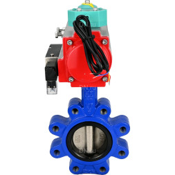 Затвор дисковый поворотный WBV1616N-2W-Fb-H Ду80 Ру16 LUG корпус - чугун QT450, диск - чугун QT450, уплотнение - NBR, с пневмоприводом PA-DA-083, пневмораспределителем 4M310-08 AC220V и магнитным переключателем ALS200D