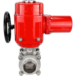 Кран шаровой BV3232P(3pc)-FP-W-ISO-H Ду25 Ру63 полнопроходной двухходовой, нержавеющая сталь SS316, под приварку, уплотнение - PTFE, с 1/4-оборотным электроприводом QT-EX-005M-O2-220VAC-У1