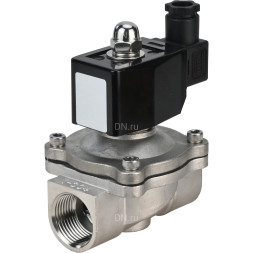 Клапан электромагнитный VS331-NT-NC-24VDC 3/4″ Ду20 Ру10, соленоидный двухходовой, корпус - нержавеющая сталь 304, уплотнение - NBR, резьбовой, нормально-закрытый, прямого действия, катушка - 24В