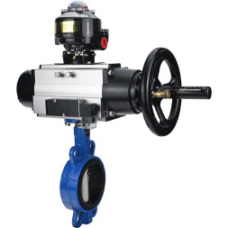 Затвор дисковый поворотный WBV1413E-2W-Fb-H Ду150 Ру16, корпус - чугун GGG50, диск - чугун GGG40, уплотнение - EPDM, с пневмоприводом PA-DA-105-1 двойного действия, пневмораспределителем 4M310-08 AC220V, БКВ APL-510N-EX