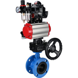 Затвор дисковый поворотный WBV1313E-2W-F-H Ду150 Ру16 фланцевый, корпус - чугун GGG40, диск - чугун GGG40, EPDM, с пневмоприводом PA-DA-130, пневмораспределителем 4M310-08 DC24V, БКВ APL-510N EX, ручным дублером MON1-250-T26-ISO и БПВ AFC2000