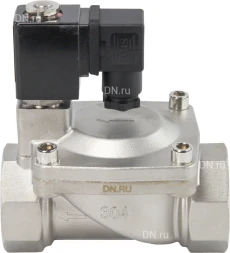Клапан электромагнитный VS431-VT-NC-220VAC 1 1/2″ Ду40 Ру16, соленоидный двухходовой, корпус - нержавеющая сталь 304, уплотнение - Viton, резьбовой, нормально-закрытый, пилотный, катушка - 220В