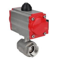 Кран шаровой BV3232P(2pc)-FP-T-ISO-H Ду100 Ру40 полнопроходной двухходовой, нержавеющая сталь 316, внутренняя резьба, уплотнение - PTFE, с пневмоприводом PA-DA-105 двойного действия и пневмораспределителем 4M310-08 24В