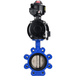 Затвор дисковый поворотный WBV1616E-2W-Fb-H Ду150 Ру16 LUG корпус - чугун QT450, диск - чугун QT450, уплотнение - EPDM, с пневмоприводом PA-DA-105-1, пневмораспределителем 4M310-08 AC220V и БКВ APL-510N EX