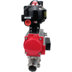 Кран шаровой BV3131P(3pc)-FP-W-ISO-H LONG Ду125 Ру16 полнопроходной, корпус - нержавеющая сталь 304, уплотнение - PTFE, под приварку, с пневмоприводом PA-DA-130, пневмораспределителем 4M310-08 AC220V, БКВ APL-510N EX и БПВ AFC2000