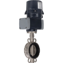 Затвор дисковый поворотный WBV3232N-2W-Fb-H Ду200 Ру16, корпус - нержавеющая сталь 316L, диск - нержавеющая сталь 316L, уплотнение - NBR, с электроприводом QTSA-N-030EM-O0-220VAC с пружинным возвратом