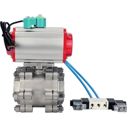 Кран шаровой BV3232P(3pc)-FP-SW-ISO-H Ду65 Ру63 полнопроходной, корпус - нержавеющая сталь SS316, под приварку, с пневмоприводом PA-DA-105, пневмораспределителем 4V320-08 AC220V, магнитным переключателем ALS200D