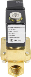 Клапан электромагнитный VS400-ET-NC-24VDC 3/8″ Ду10 Ру16, соленоидный двухходовой, корпус - латунь, уплотнение - EPDM, резьбовой, нормально-закрытый, пилотный, катушка - 24В