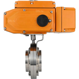 Затвор дисковый поворотный WBV3131E-2W-W-H Ду20 Ру10 под приварку, корпус - пищевая нержавеющая сталь 304, уплотнение - EPDM, с электроприводом QT-N-005EM-A1-220VAC-У1 c датчиком обратной связи и входным управляющим сигналом 4-20мА HARK