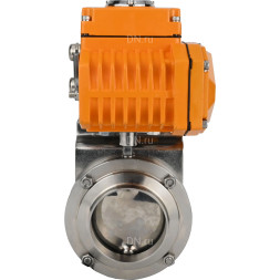 Затвор дисковый поворотный WBV3131E-2W-W-H Ду20 Ру10 под приварку, корпус - пищевая нержавеющая сталь 304, уплотнение - EPDM, с электроприводом QT-N-005EM-A1-220VAC-У1 c датчиком обратной связи и входным управляющим сигналом 4-20мА HARK