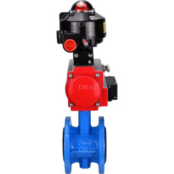 Затвор дисковый поворотный WBV1313E-2W-F-H Ду200 Ру16 фланцевый, корпус - чугун GGG40, диск - чугун GGG40, уплотнение - EPDM, с пневмоприводом PA-DA-140, пневмораспределителем 4M310-08 AC220V и БКВ APL-510N EX