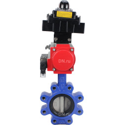 Затвор дисковый поворотный WBV1631E-2W-Fb-H Ду125 Ру16 LUG корпус - чугун QT450, диск - нержавеющая сталь 304, уплотнение - EPDM, с пневмоприводом PA-DA-105, пневмораспределителем 4M310-08 DC24V и БКВ APL-410N EX