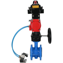 Затвор дисковый поворотный WBV1313E-2W-F-H Ду65 Ру16 фланцевый, корпус - чугун GGG40, диск - чугун GGG40, EPDM, с пневмоприводом PA-DA-105, пневмораспределителем 4V320-10 AC220V, БКВ APL-410N EX и ручным дублером MON1-250-T26-ISO
