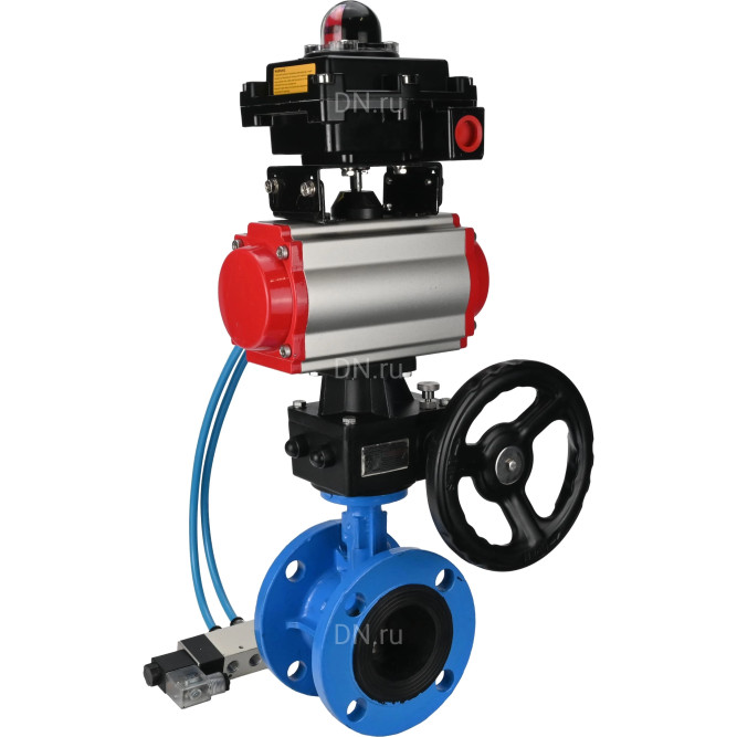 Затвор дисковый поворотный WBV1313E-2W-F-H Ду65 Ру16 фланцевый, корпус - чугун GGG40, диск - чугун GGG40, EPDM, с пневмоприводом PA-DA-105, пневмораспределителем 4V320-10 AC220V, БКВ APL-410N EX и ручным дублером MON1-250-T26-ISO в Уфе