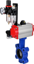 Затвор дисковый поворотный WBV1631N-2W-Fb-H Ду50 Ру16 LUG корпус - чугун QT450, диск - нержавеющая сталь 304, уплотнение - NBR, с пневмоприводом PA-SA-083, пневмораспределителем 4M310-08 AC220V и БПВ AFC2000