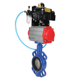 Затвор дисковый поворотный WBV1413E-2W-Fb-H Ду150 Ру16, корпус - чугун GGG50, диск - чугун GGG40, уплотнение - EPDM, с пневмоприводом PA-DA-105 двойного действия, пневмораспределителем 4M310-08 DC24V, БКВ APL-410N EX, БПВ AFC2000