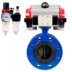 Затвор дисковый поворотный WBV1331E-2W-F-H Ду50 Ру16 фланцевый, корпус - чугун GGG40, диск - нержавеющая сталь 304, уплотнение - EPDM, с пневмоприводом PA-DA-105, пневмораспределителем 4V320-10 AC220V и БПВ AFC2000