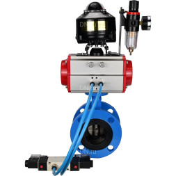 Затвор дисковый поворотный WBV1313E-2W-F-H Ду200 Ру16 фланцевый, корпус - чугун GGG40, диск - чугун GGG40, EPDM, с пневмоприводом PA-DA-140, пневмораспределителем 4V320-08 AC220V, БКВ APL-510N EX и БПВ AFC2000