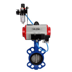 Затвор дисковый поворотный WBV1432E-2W-Fb-H Ду125 Ру16, корпус - чугун GGG50, диск - нержавеющая сталь 316L, уплотнение - EPDM, с пневмоприводом PA-SA-130 с возвратными пружинами, пневмораспределителем 4M310-08 AC220V, БПВ AFC2000